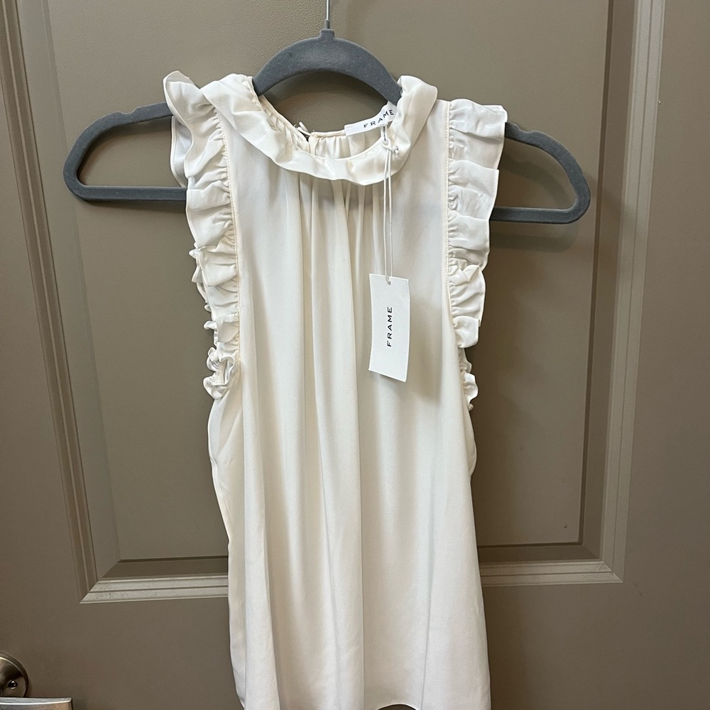 FRAME Silk Mock Neck Blouse